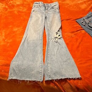 American Eagle Outfitters Light Blue Distressed Flare Jeans